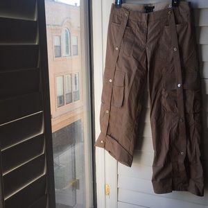 BCBG cargo pants with snap straps